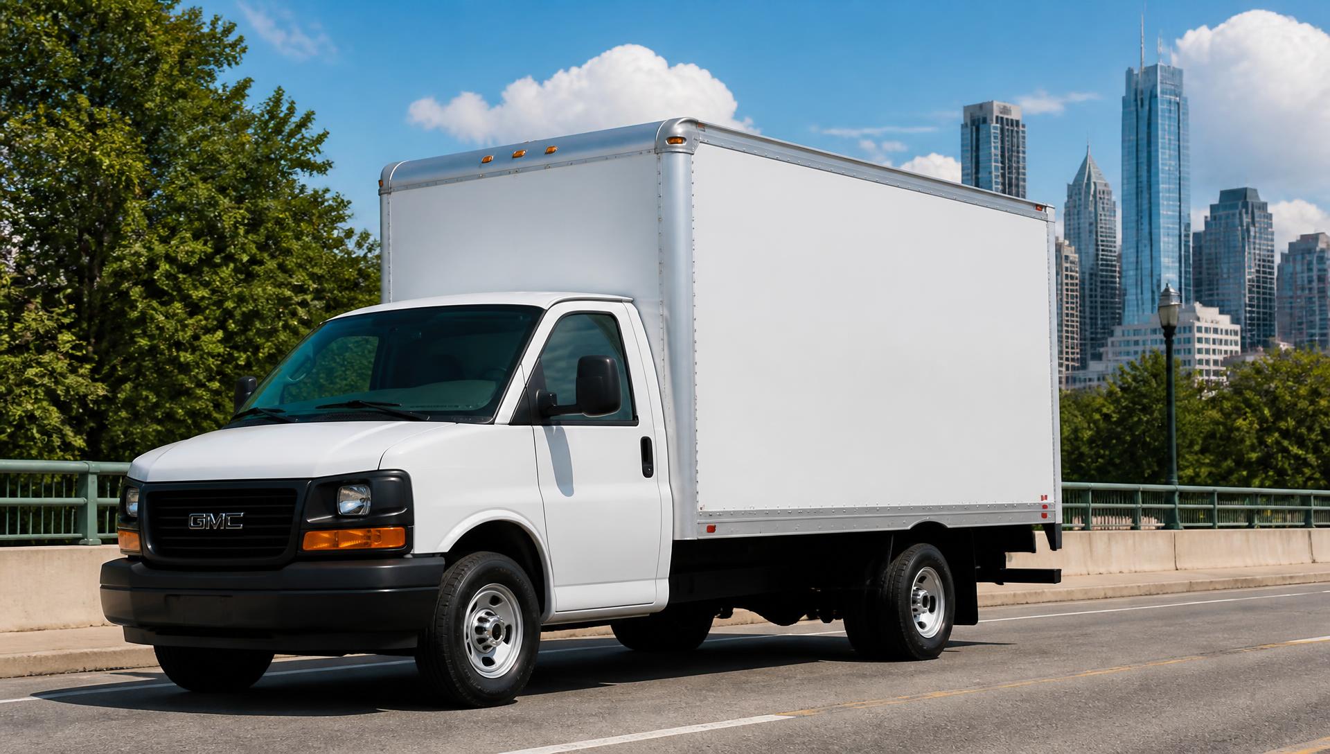 Box truck on the road ready for a hauling job